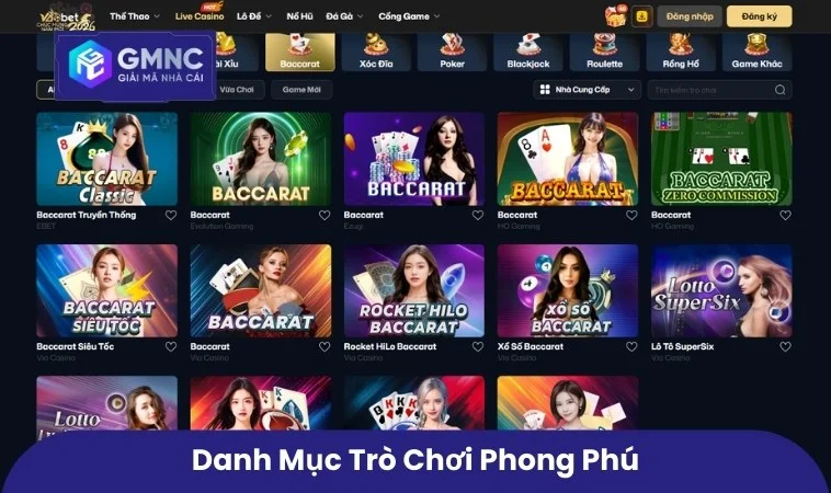 Danh mục trò chơi phong phú