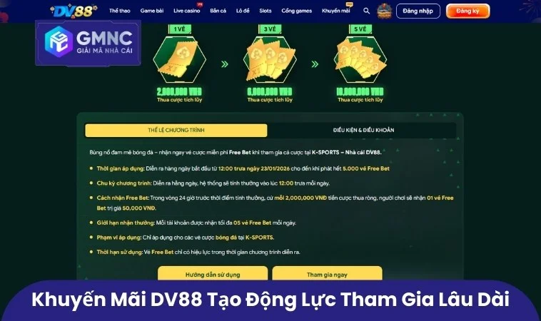 Khuyến mãi DV88 tạo động lực tham gia lâu dài