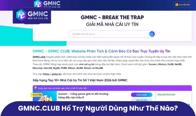 Giải Đáp Thắc Mắc GMNC.CLUB Hỗ Trợ Người Dùng Ra Sao? 1 Top list đánh giá nhà cái uy tín và link truy cập chính thức